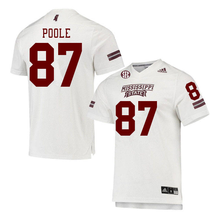 Men #87 Nakai Poole Mississippi State Bulldogs College Football Jerseys Stitched Sale-White